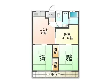 フェリシア津(3LDK/3階)の間取り写真