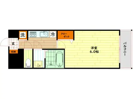 プレサンス深江橋ラヴィゲート(1K/4階)の間取り写真