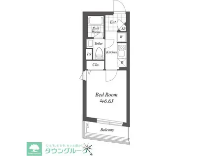 グランデュオ若林V(1K/3階)の間取り写真