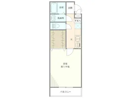 エトリエ紫竹山(1K/1階)の間取り写真