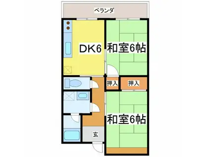 アーバンライフ春江 1(2DK/2階)の間取り写真