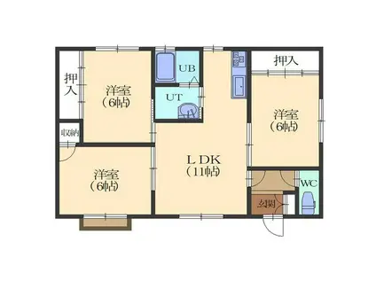 山下マンション(3LDK/2階)の間取り写真