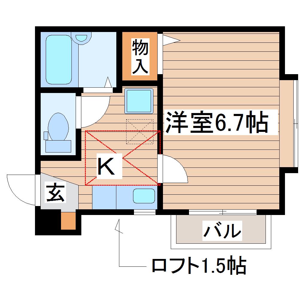 ステーブルSS(1K/1階)の間取り写真