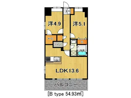 アーペブローネ上志津(2LDK/3階)の間取り写真