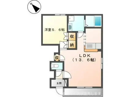 スカイプラザハイツ(1LDK/1階)の間取り写真