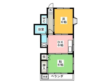 ペアシティマンション 1(2K/1階)の間取り写真