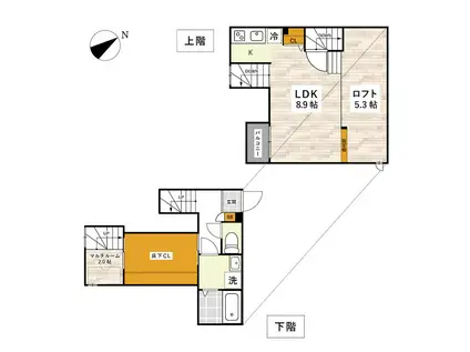 ADC西熊本駅前(1LDK/2階)の間取り写真