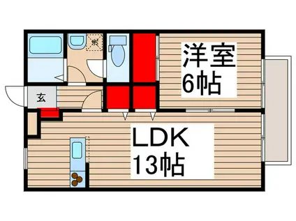 コンフォート狭山台(1LDK/2階)の間取り写真
