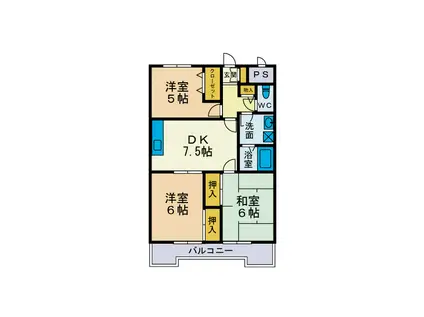 セミーランドヒル(3DK/2階)の間取り写真