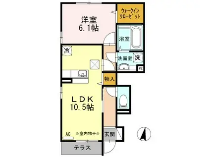 ドエルピアA(1LDK/1階)の間取り写真