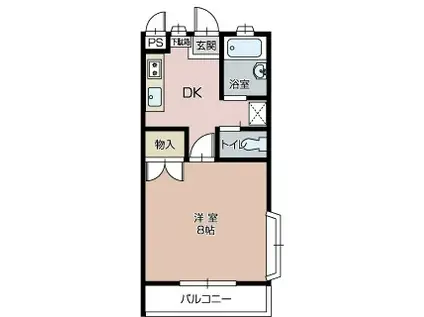 ロイヤルベル B(1DK/2階)の間取り写真