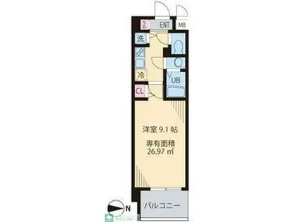 グラン リジェール(1K/4階)の間取り写真