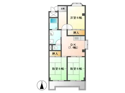 ベルシェ幸(3DK/2階)の間取り写真