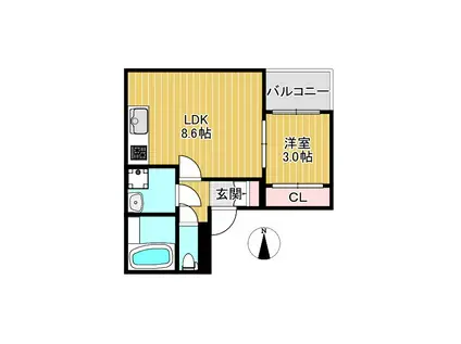 COCO CAT 岩塚(1LDK/1階)の間取り写真