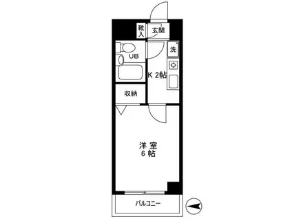 エヴェナール東中野(1K/4階)の間取り写真