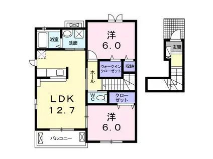 カーサ・アルバA(2LDK/2階)の間取り写真