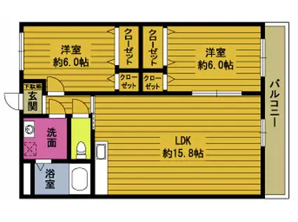 メジャーベル森町II(2LDK/1階)の間取り写真