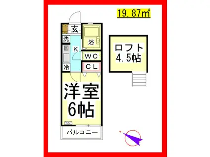 SE サンカレッジ六会(1K/1階)の間取り写真