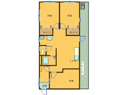 ハリマビル(3LDK/3階)の間取り写真