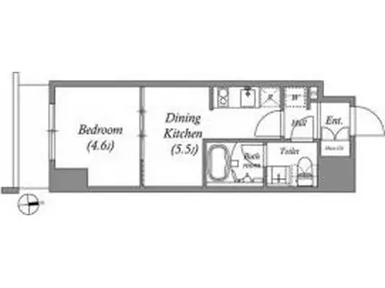 クオリタス浅草橋(1DK/6階)の間取り写真