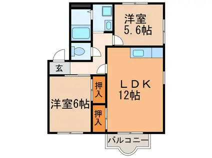 フレグランス松本(2LDK/2階)の間取り写真