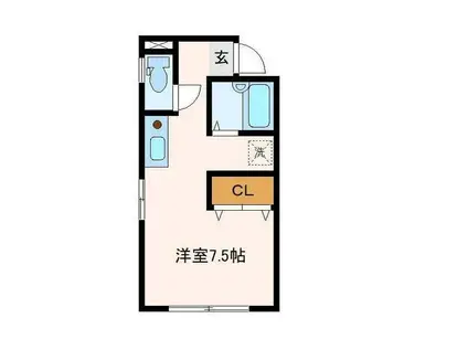 クレール傳(ワンルーム/2階)の間取り写真