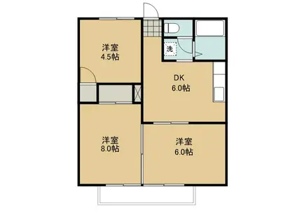 サンハイツB(3DK/2階)の間取り写真