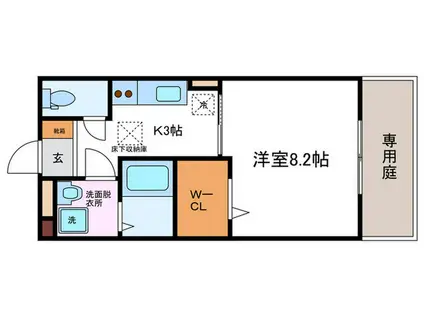 グラシューズメゾンII(1K/1階)の間取り写真