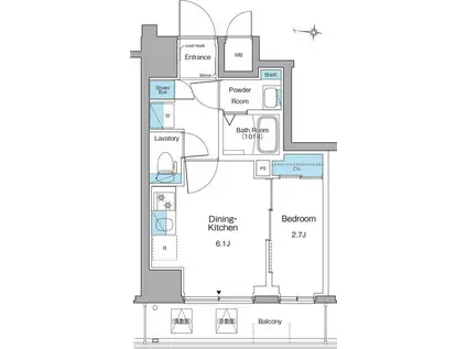 ルフォンリヴェント清澄白河(1DK/6階)の間取り写真