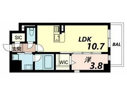ベラ・ルーナ(1LDK/9階)の間取り写真