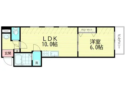 NEWWELL(1LDK/3階)の間取り写真