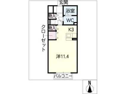 名鉄各務原線 切通駅 徒歩20分 2階建 築23年(1K/2階)の間取り写真