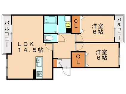 レイクサイドプリンス(2LDK/3階)の間取り写真