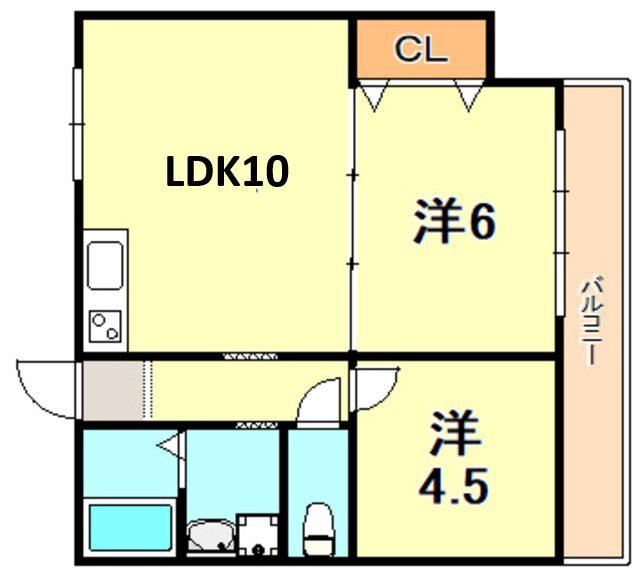 アルベアーレ大町(2DK/3階)の間取り写真
