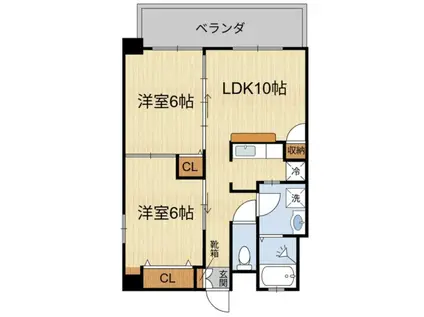 ヴィアレ三原(2LDK/2階)の間取り写真