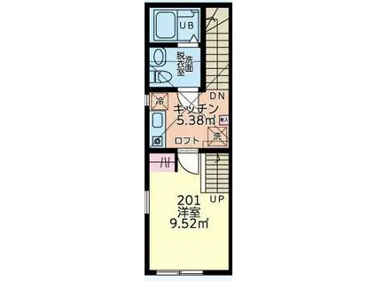 メゾンセレーヌ(1K/2階)の間取り写真