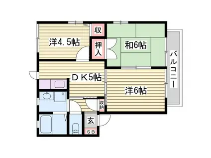 ディアス平松(3DK/1階)の間取り写真