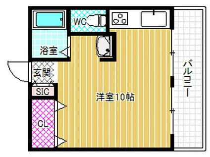 ルイージマンション(ワンルーム/3階)の間取り写真