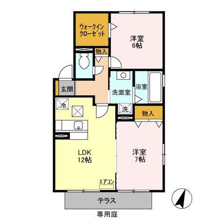 シュタインベルク南館(2LDK/1階)の間取り写真