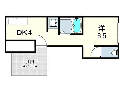 ペディハイツ尼崎大物(1DK/1階)の間取り写真