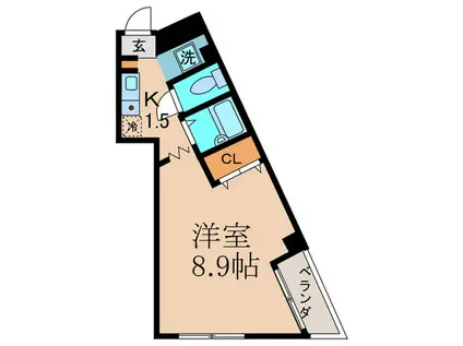 プラチナポイント桜新町(1K/3階)の間取り写真