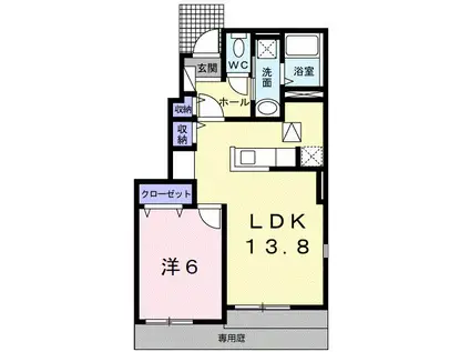 エテルネルI(1LDK/1階)の間取り写真