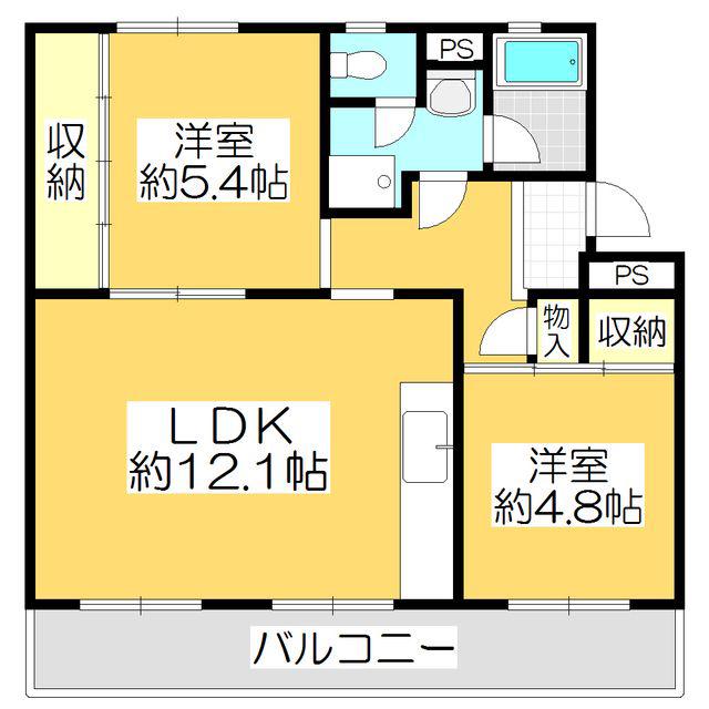 ヴィラナリー屋島 4号棟(2LDK/3階)の間取り写真