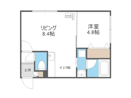 メルヴェーユ麻生(1LDK/4階)の間取り写真