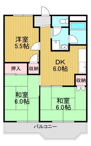 石坂スカイハイツ(3DK/5階)の間取り写真