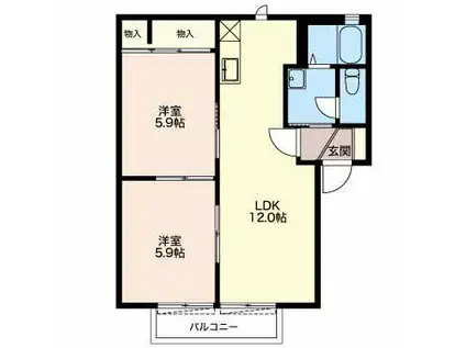 コスモリバーストーン(2LDK/1階)の間取り写真