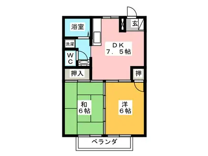 サンハイツ関(2DK/2階)の間取り写真