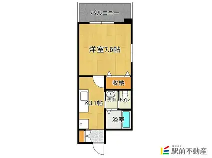 BBS古賀駅前(1K/4階)の間取り写真