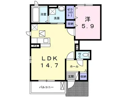 フォレスト ソレイユIII(1LDK/1階)の間取り写真