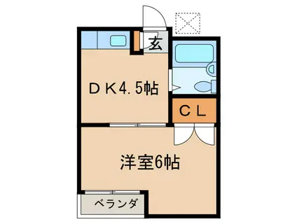 PLAZA DE OSCAR(1DK/2階)の間取り写真